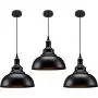 3 Pack Industrial Pendant Lighting, Matte Black Metal Barn Vintage Farmhouse Style Kitchen Hanging Light Fixture for Kitchen Dining Room