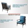Festival Depot 2 of Outdoor Patio Bistro Arm Dining Chairs with Cushions Set Premium Fabric Metal Frame Furniture Set Garden Dining Seating Chair Thick & Soft Cushions (Blue)