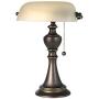 Haddington Traditional Piano Banker Table Lamp 16'' High Antique Bronze Metal Alabaster Glass Shade for Office Table - Regency Hill