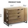WLIVE 3 Drawer Dresser, Wide Chest of Drawers with 1 Side Door, Wood Storage Cabinet with Sturdy Metal Frame for Bedroom and Living Room, Rustic Brown