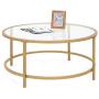 Best Choice Products 36in Modern Round Tempered Glass Accent Side Coffee Table for Living Room, Dining Room, Tea, Home Décor w/Satin Trim, Metal Frame, Non-Marring Foot Caps - Bronze Gold