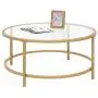 Best Choice Products 36in Modern Round Tempered Glass Accent Side Coffee Table for Living Room, Dining Room, Tea, Home Décor w/Satin Trim, Metal Frame, Non-Marring Foot Caps - Bronze Gold