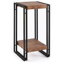 FIVEGIVEN Accent Side Table for Small Spaces End Table Rustic Industrial Metal Brown 21.9 Inch