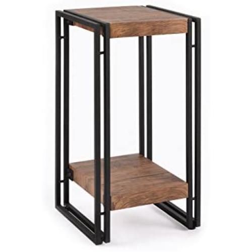 FIVEGIVEN Accent Side Table for Small Spaces End Table Rustic Industrial Metal Brown 21.9 Inch