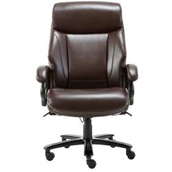 STARSPACE High Back Big & Tall 400lb Bonded Leather Office Chair Large Executive Desk Computer Swivel Chair - Heavy Duty Metal Base, Adjustable Tilt Angle, Ergonomic Design for Lumbar Support, Brown