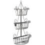 MyGift Decorative Wall Mounted Black Scrollwork Metal Basket 3 Tier Shelf Storage Organizer Display Rack