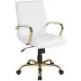Flash Furniture Mid-Back White LeatherSoft Executive Swivel Office Chair with Gold Frame and Arms Flash Furniture Mid-Back White LeatherSoft Executive Swivel Office Chair with Gold Frame and Arms