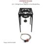 Gas One B-3600H Propane 200,000-BTU Single Outdoor Brewing Burner with Adjustable Height 0-20PSI High Pressure