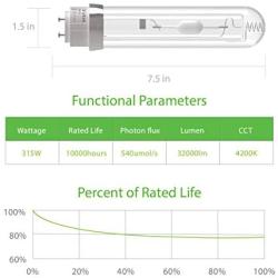 iGrowtek CMH 315W 4200K Grow Light Bulb, CMH 315 Grow Bulb,High Par Full Spectrum,Ceramic Metal Halide Grow Lamp,for Indoor Growing Veg and Flower