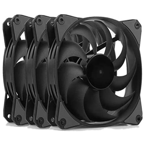 Case Fans, Supertimes Ultra Quiet Silent 9-Blade PC Cooling Fans 120 mm Long Life High Performance with Anti-Vibration Pads Black 3 Pack