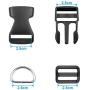 BTNOW Plastic Side Release Buckles 15 Pieces 1 Inch Flat Shape Brand 15 Pieces Tri-Glide Slides for 1 Inch Webbing Strap