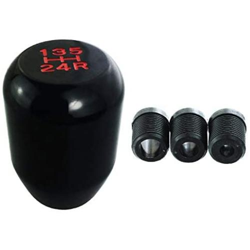 Abfer Black Stick Shift Gear Knob, Car Shifter Head 5 Speed Metal Shifting Knob Aluminum Alloy Shifter Handle Lever for Most Manual Transport Vehicles