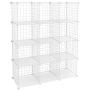 SONGMICS 12 Metal Wire Cube, Shelves Organizer,Stackable Storage Bins, Modular Bookcase, DIY Closet Cabinet Shelf with Rubber Mallet, 36.6'' L x 12.2'' W x 48.4'' H White