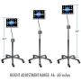 CTA Digital: Heavy-Duty Height-Adjustable Rotating Tablet Stand with Gooseneck, Locking Wheels, Fits 10.2-Inch (7th & 8th Gen.), iPad Air 3, 12.9-Inch iPad Pro & More, Silver, Universal (PAD-HFS)