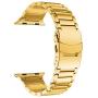 LDFAS Compatible for Apple Watch Band 44mm 42mm, Sport Stainless Steel Metal Strap with Safety Buckle for iWatch Bands Compatible for Apple Watch SE, Apple Watch Series 6/5/4/3 Smartwatch, Gold