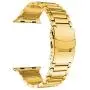 LDFAS Compatible for Apple Watch Band 44mm 42mm, Sport Stainless Steel Metal Strap with Safety Buckle for iWatch Bands Compatible for Apple Watch SE, Apple Watch Series 6/5/4/3 Smartwatch, Gold
