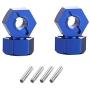 Upgrade Aluminum Hex Wheel Hubs 12mm w/Axle Pins Nuts Washers Set for 1/10 Traxxas 2WD Slash Stampede Rustler Replace 3654 1654 Blue-Anodized