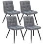 Duhome Dining Chairs Reception Chairs, Accent Living Room Chairs Fabric with Black Metal Legs for Living Room/Kitchen/Vanity Set of 4 Grey