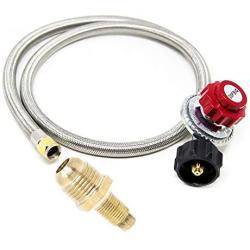 GasOne 2113+50105 4 ft Regulator and Propane Brass Orifice, Steel Braided Hose