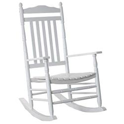 B&Z KD-22W Wooden Rocking chair Porch Rocker White Outdoor Traditional Indoor