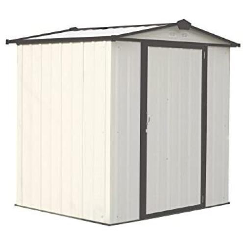 Arrow 6 x 5 EZEE Galvanized Steel Low Gable Shed Cream with Charcoal, Storage Shed with Peak Style Roof