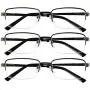Reading Glasses Set of 3 Half Rim Metal Glasses for Reading Quality Spring Hinge Readers Men and Women