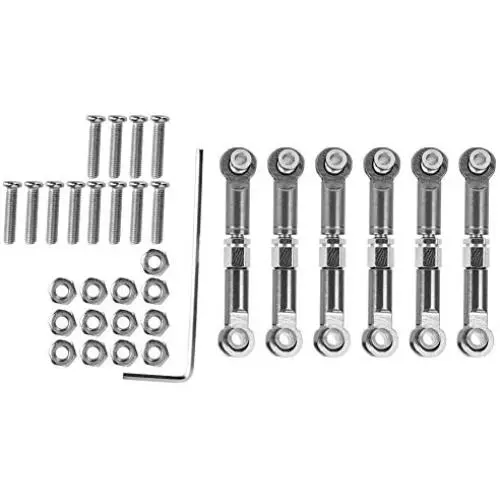 Vbest life 6 Pcs Metal Linkages Pull Rod Steering Servo Link Linkages Arm Tie Rod Ends Connector Parts Fit for Wltoys 1/18 A959 A969 A979 K929 RC Car(Titanium Color) Vbest life 6 Pcs Metal Linkages Pull Rod Steering Servo Link Linkages Arm Tie Rod Ends Connector Parts Fit for Wltoys 1/18 A959 A969 A979 K929 RC Car(Titanium Color)