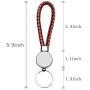 AQWJ 4PCS Sublimation Blanks PU Braided Rope Keychains，Metal Round Shape Rotary Blank Key Rings for Heat Press Sublimation Custom Personalised Sublimation Photo with Double Sides，Reddish Black