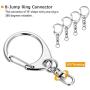 50 Pcs Key Ring with Chain, Maveek Silvery D Snap Hook Split Keychain Parts, Metal Key Ring Hardware with 8mm Open Jump Ring and Connector, Make Your Own Key Ring