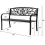 VINGLI 50'' Patio Park Garden Bench Outdoor Metal Benches,Cast Iron Steel Frame Chair Front Porch Path Yard Lawn Decor Deck Furniture Clearance VINGLI 50'' Patio Park Garden Bench Outdoor Metal Benches,Cast Iron Steel Frame Chair Front Porch Path Yard Lawn Decor Deck Furniture Clearance