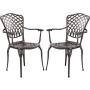 Kinger Home Patio Outdoor Dining Metal Chairs, Set of 2, Cast Aluminum, Lattice Weave Design - Brown