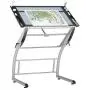 SD STUDIO DESIGNS Triflex Drawing Table, Sit to Stand Up Adjustable Office Home Computer Desk, 35.25'' W X 23.5'' D, Silver/Blue Glass SD STUDIO DESIGNS Triflex Drawing Table, Sit to Stand Up Adjustable Office Home Computer Desk, 35.25'' W X 23.5'' D, Silver/Blue Glass