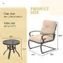 Oakmont Outdoor Bistro Set 3-Piece Spring Metal Lounge Cushioned Chairs and Bistro Table Set Wrought Iron Cafe Furniture Seat, Brown