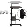 GAJOO Mobile Side Table, Mobile Laptop Desk Cart Tray Table Adjustable Sofa Side Bed Table Portable Desk with Wheels Student Laptop Desk (Black) 