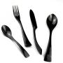 JANKNG 20-Piece 18/10 Stainless Steel Flatware Set Mirror Polishing Black, Serive for 4