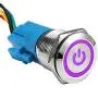 ESUPPORT Stainless Steel 19mm 12V 5A Power Symbol Angel Eye Halo Car Purple LED Light Metal Push Button Toggle Switch Socket Plug Wire Waterproof