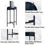 HAWOO Small Round Side Tables, Metal End Table with Removeable Wood Tray, (23.5'' Hx13.25 L), Adjust Accent Snack Table Coffee Table Nightstand for Living Room Bedroom, Navy