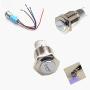 AIHOME Latching Push Button Switch Car Horn Button Switch momentary Push Button Switch 12V Speaker Horn Button Switch 16mm LED On/Off Switch Reset Switch Button Metal Horn Switch with Socket Plug