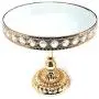 Allgala 3 Piece Set Crystal Gold Plated Cheese Dessert Cupcake Cake Stand with Mirror Plate-Gold Round with Bases-HD89201