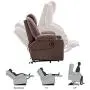 Mcombo Electric Power Lift Recliner Chair Sofa with Massage and Heat for Elderly, 3 Positions, 2 Side Pockets and Cup Holders, USB Ports, Faux Leather 7040 (Medium, Light Brown)