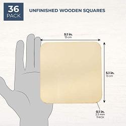 Wood Rounded Squares for Crafts, Unfinished Wooden Cutout (5.1 in, 36 Pieces)