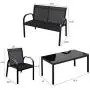 Tangkula 4 Piece Patio Furniture Outdoor Sofa Garden Lawn Sectional Conversation Set Outdoor Garden Poolside Glass Top Tea Coffee Table and Chairs with Smooth Armrest Tangkula 4 Piece Patio Furniture Outdoor Sofa Garden Lawn Sectional Conversation Set Outdoor Garden Poolside Glass Top Tea Coffee Table and Chairs with Smooth Armrest
