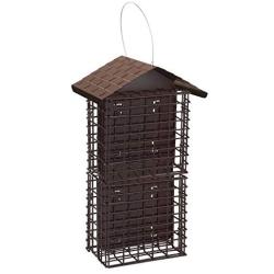 More Birds 38129 Stokes Select Cake Suet Buffet Feeder with Metal Roof, Four, Brown