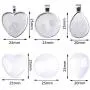 Pengxiaomei 36 Pces Rhinestone Bezel Pendant Trays with Glass Cabochon, Silver Pendant Trays Round/Heart/Teardrop Bezel Tray with Clear Dome Tiles for Valentines Day Photo Pendant DIY Making