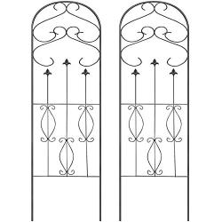 Amagabeli Garden Trellis 60'' x 18'' Rustproof Black Iron Potted Vines Vegetables Flowers Patio Metal Wire Lattice Grid Panels for Ivy Roses Cucumbers Clematis Supports 2 Pack