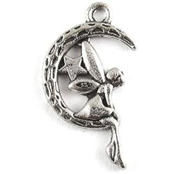 ANTIQUE SILVER FAIRY MOON STAR METAL CHARMS (20 Pieces)