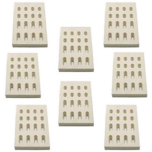 bbq777 8-Pack Ceramic Brick Flame Tamer, Grill Ceramic Briquettes Replacement Parts for Barbeques Galore Grand Turbo, Members Mark, Grand Turbo Grand Hall, Ceramic Radiant Heat Plate