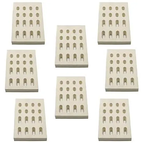 bbq777 8-Pack Ceramic Brick Flame Tamer, Grill Ceramic Briquettes Replacement Parts for Barbeques Galore Grand Turbo, Members Mark, Grand Turbo Grand Hall, Ceramic Radiant Heat Plate