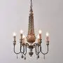 KunMai Retro Rustic 6-Light Sculpted Wood Rust Metal Clear Crystal Candle Style Chandelier KunMai Retro Rustic 6-Light Sculpted Wood Rust Metal Clear Crystal Candle Style Chandelier
