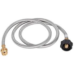 GasSaf 5FT Stainless Braided Propane Hose Adapter 1 lb to 20 lb Converter for QCC1/Type 1 LP Tank Connects 1 LB Portable Grill for Weber Q1200